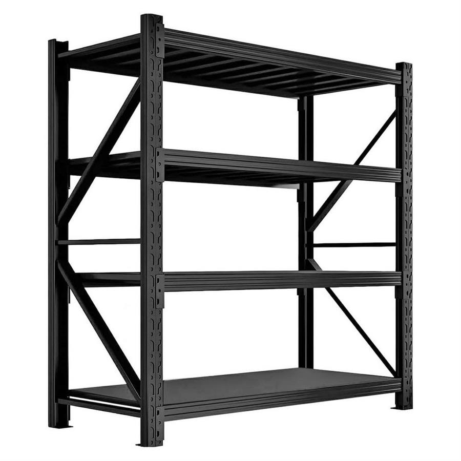Scaffale rack in metallo 4 ripiani 200x60x200 cm per carichi pesanti 600 kg nero