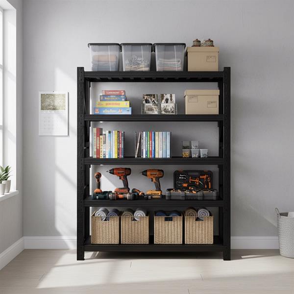 Scaffale rack in metallo 4 ripiani 200x60x200 cm per carichi pesanti 600 kg nero