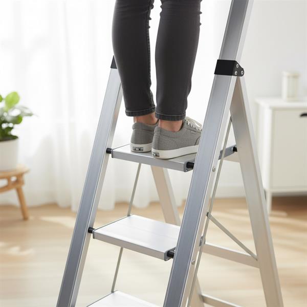 Scala piatta 3 Gradini in alluminio galvanizzato antiscivolo portata 150 kg