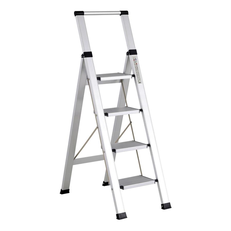 Scala piatta 4 Gradini in alluminio galvanizzato antiscivolo portata 150 kg