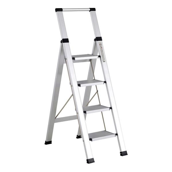 Scala piatta 4 Gradini in alluminio galvanizzato antiscivolo portata 150 kg