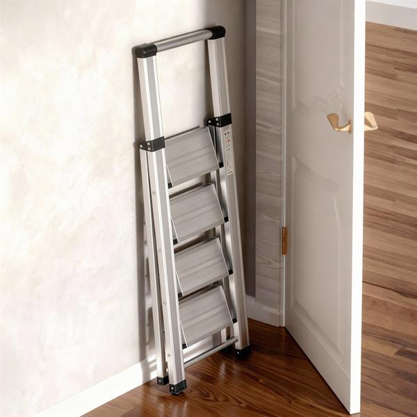 Scala piatta 4 Gradini in alluminio galvanizzato antiscivolo portata 150 kg