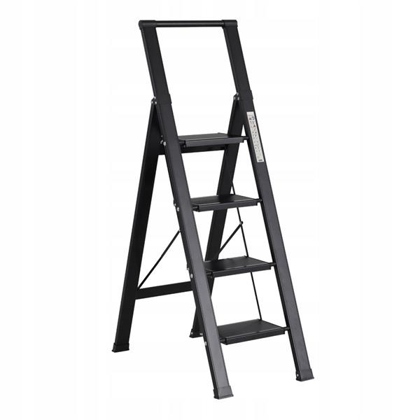 Scala piatta 4 Gradini in alluminio nera antiscivolo uso domestico 150 kg