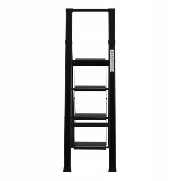 Scala piatta 4 Gradini in alluminio nera antiscivolo uso domestico 150 kg