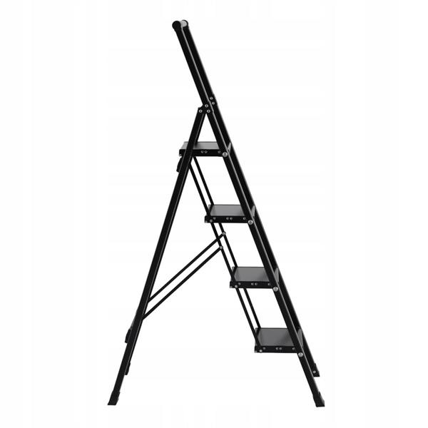 Scala piatta 4 Gradini in alluminio nera antiscivolo uso domestico 150 kg