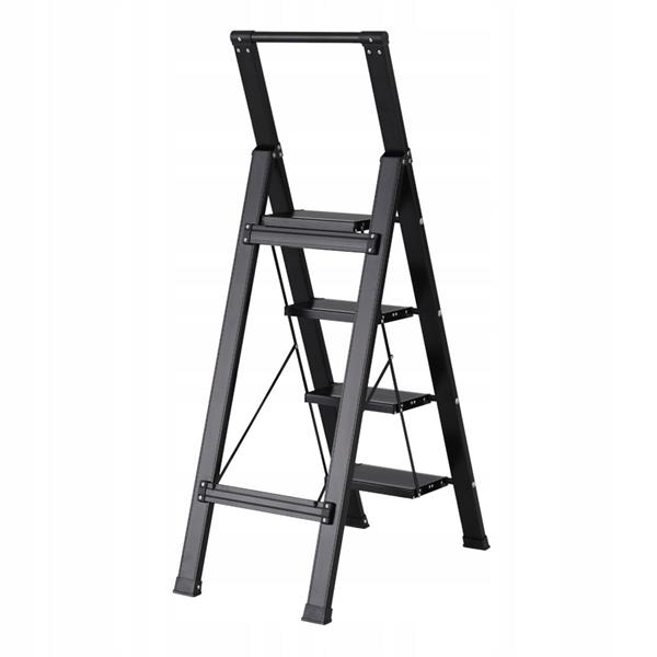 Scala piatta 4 Gradini in alluminio nera antiscivolo uso domestico 150 kg