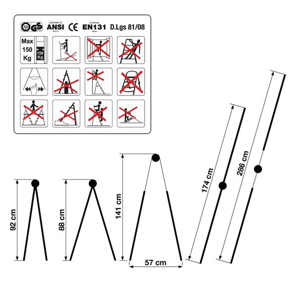 Scala multiuso pieghevole 4x3 in alluminio galvanizzato