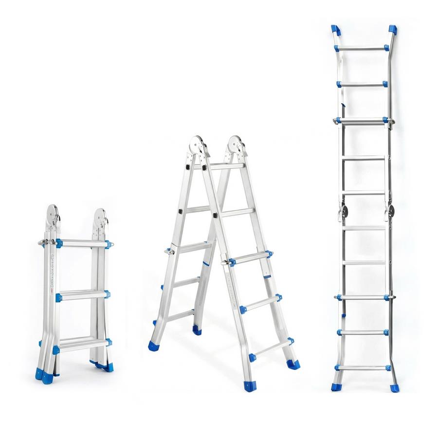 Scala multiuso pieghevole 4x3 in alluminio galvanizzato