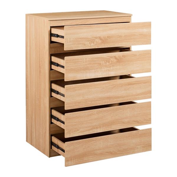 Cassettiera camera da letto con 5 cassetti legno naturale - Vale