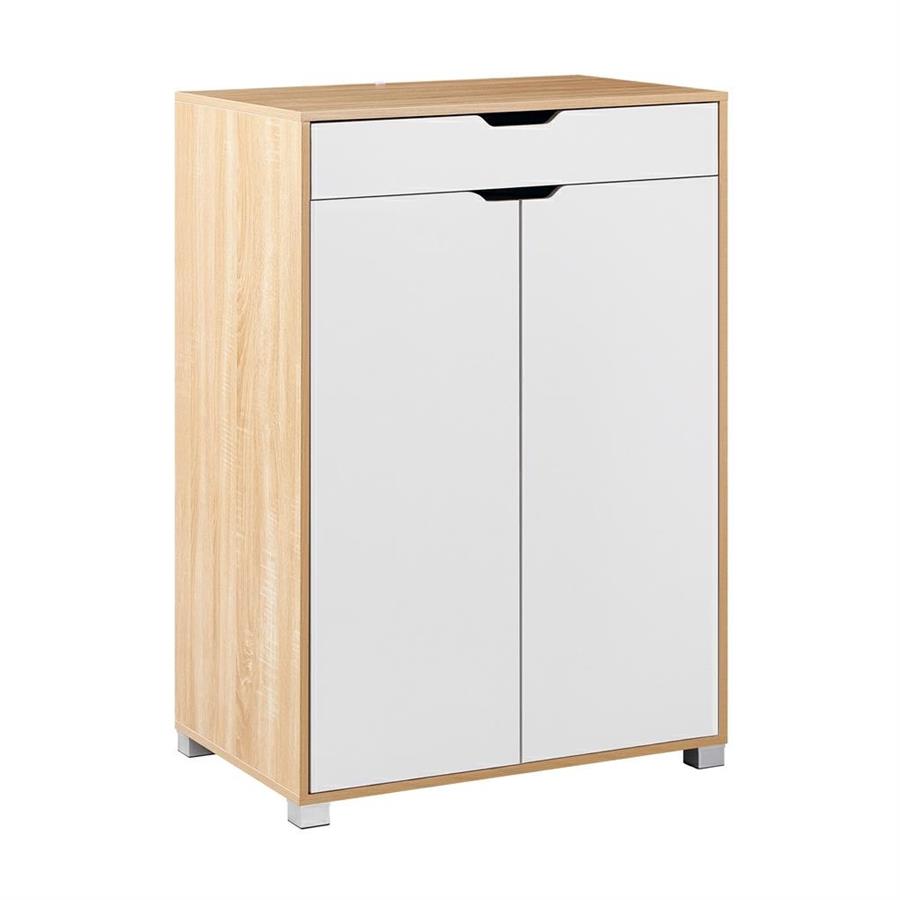 Mobiletto 2 ante e 1 cassetto bianco e rovere 76,8x50x113 cm - Sky