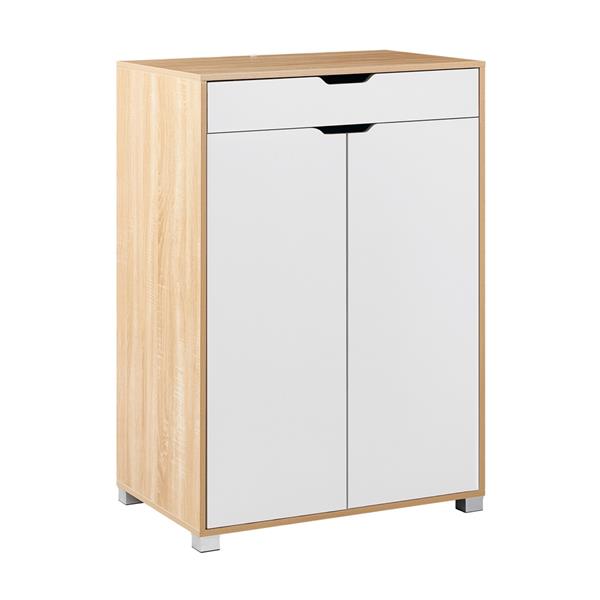 Mobiletto 2 ante e 1 cassetto bianco e rovere 76,8x50x113 cm - Sky