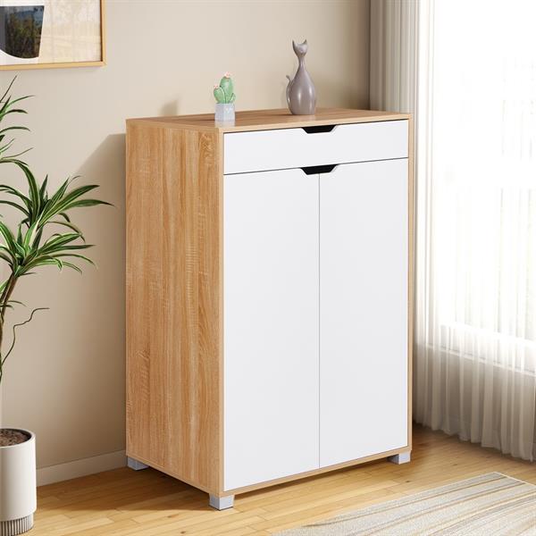 Mobiletto 2 ante e 1 cassetto bianco e rovere 76,8x50x113 cm - Sky