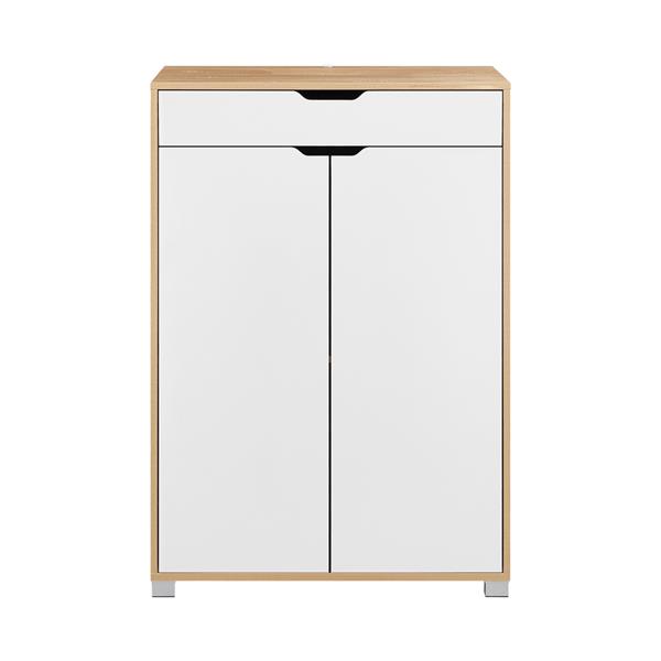 Mobiletto 2 ante e 1 cassetto bianco e rovere 76,8x50x113 cm - Sky