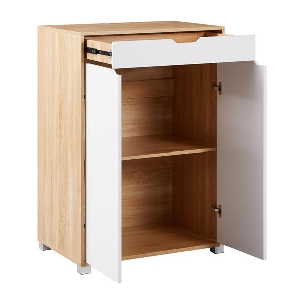 Mobiletto 2 ante e 1 cassetto bianco e rovere 76,8x50x113 cm - Sky