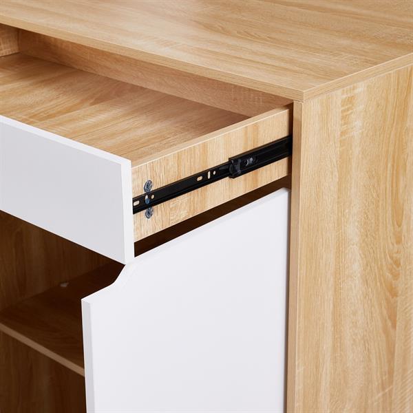 Mobiletto 2 ante e 1 cassetto bianco e rovere 76,8x50x113 cm - Sky