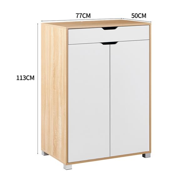 Mobiletto 2 ante e 1 cassetto bianco e rovere 76,8x50x113 cm - Sky