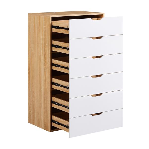 Cassettiera 6 cassetti bianca e rovere 68x40x115 cm - Sky