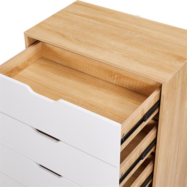 Cassettiera 6 cassetti bianca e rovere 68x40x115 cm - Sky