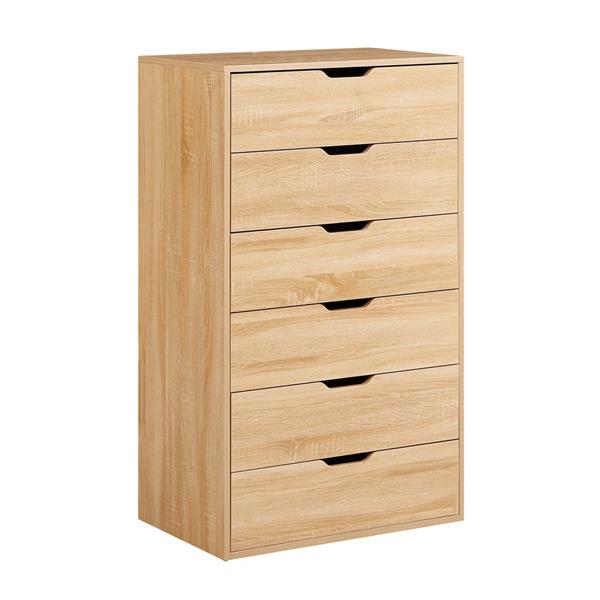 Cassettiera 6 cassetti in rovere naturale 68x40x115 cm - Sky