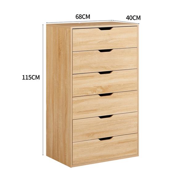 Cassettiera 6 cassetti in rovere naturale 68x40x115 cm - Sky