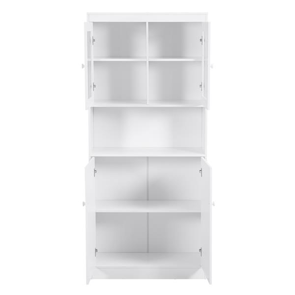 Credenza alta bianca 2 ante vetrate e vano a vista 84x32x190 cm - Provenza