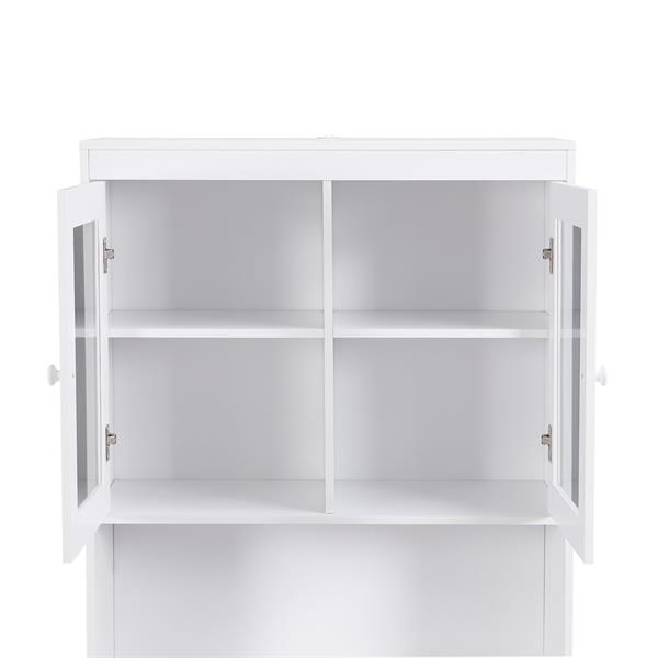 Credenza alta bianca 2 ante vetrate e vano a vista 84x32x190 cm - Provenza