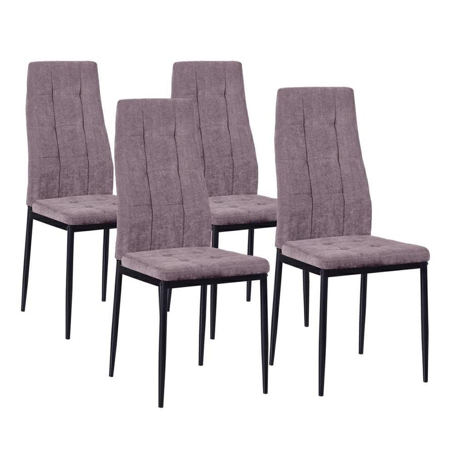 Sedie sala da pranzo in tessuto prugna con gambe metallo - Milano