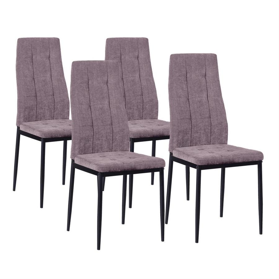 Sedie sala da pranzo in tessuto prugna con gambe metallo - Milano