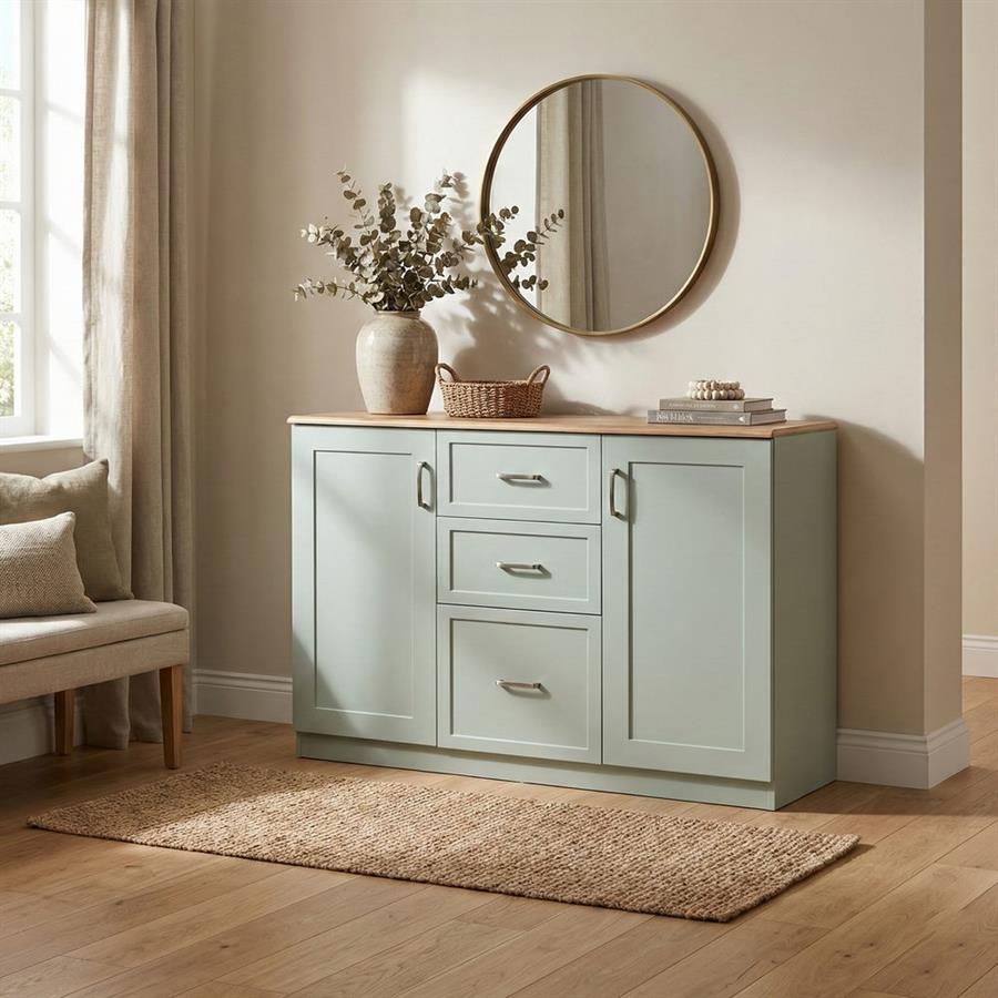 Credenza con top in legno verde salvia 120x82,5x40 cm - Ginevra
