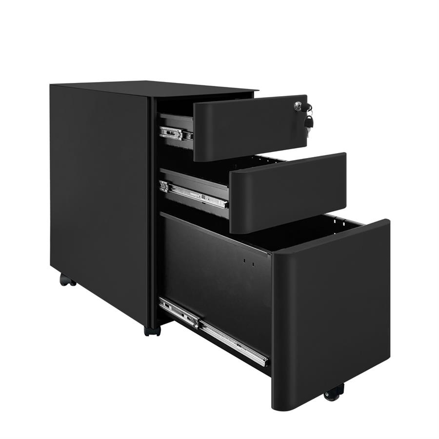 Cassettiera ufficio in acciaio nero con 3 cassetti 30x50x59,5 cm - Kay