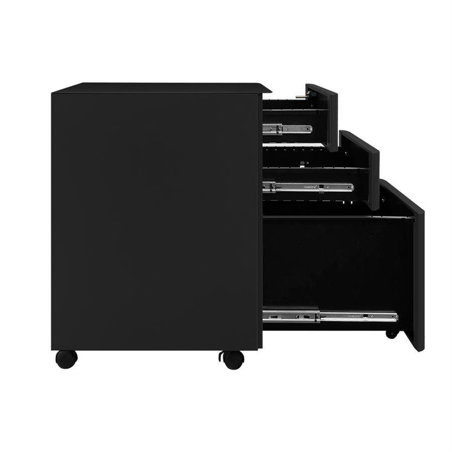 Cassettiera ufficio in acciaio nero con 3 cassetti 30x50x59,5 cm - Kay