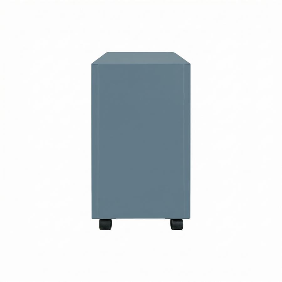 Cassettiera ufficio in acciaio ceruleo con 3 cassetti e ruote 30x50x59,5 cm - Kay