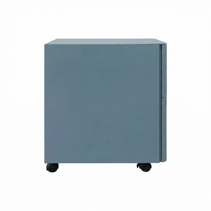 Cassettiera ufficio in acciaio ceruleo con 3 cassetti e ruote 30x50x59,5 cm - Kay
