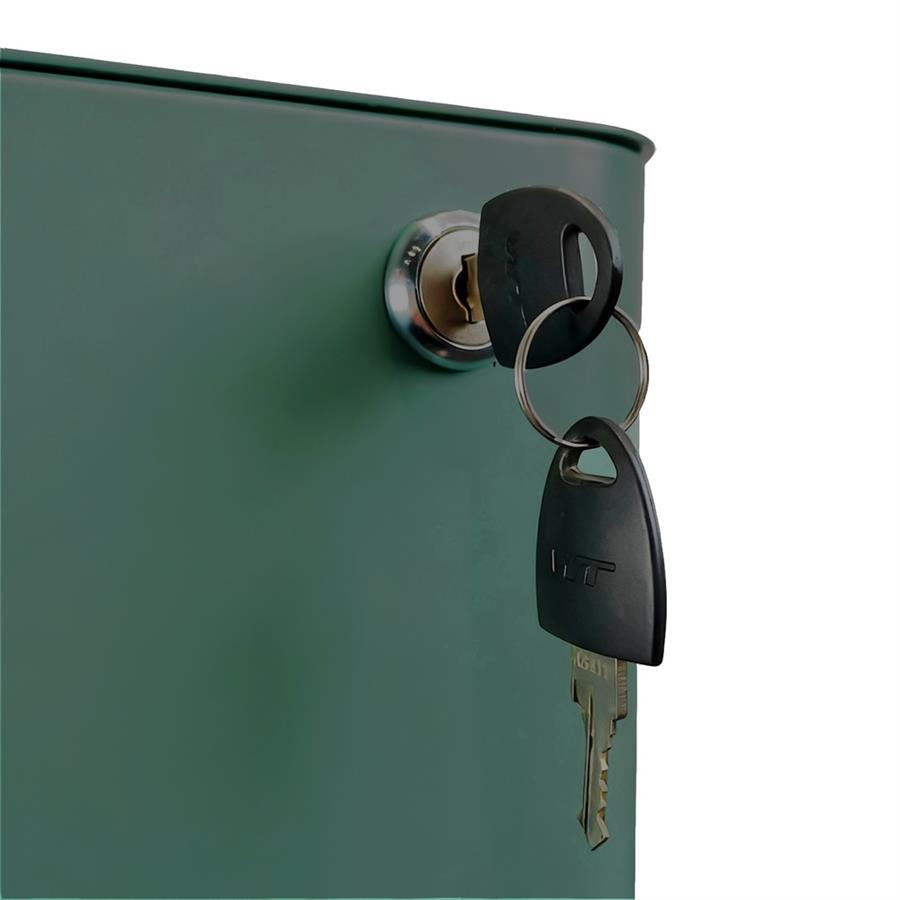 Cassettiera ufficio in acciaio verdone con 3 cassetti e ruote 30x50x59,5 cm con serratura - Kay