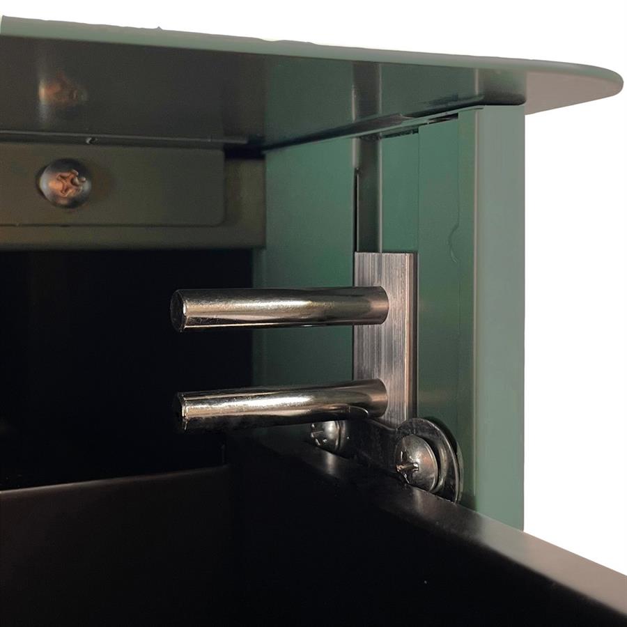 Cassettiera ufficio in acciaio verdone con 3 cassetti e ruote 30x50x59,5 cm con serratura - Kay