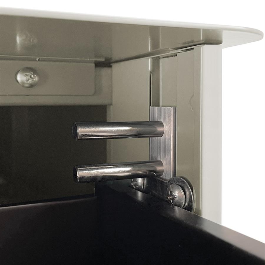 Cassettiera metallo bianca con 3 cassetti e ruote 30x50x59,5 cm con serratura -Kay