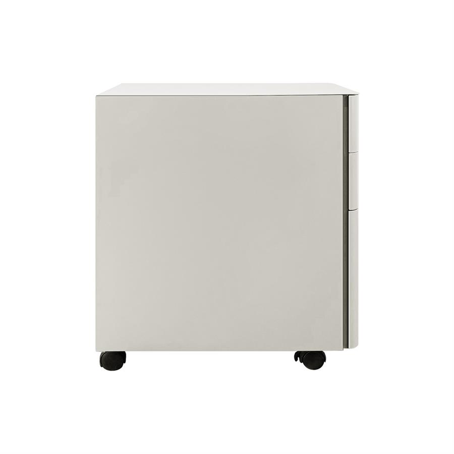 Cassettiera metallo bianca con 3 cassetti e ruote 30x50x59,5 cm con serratura -Kay