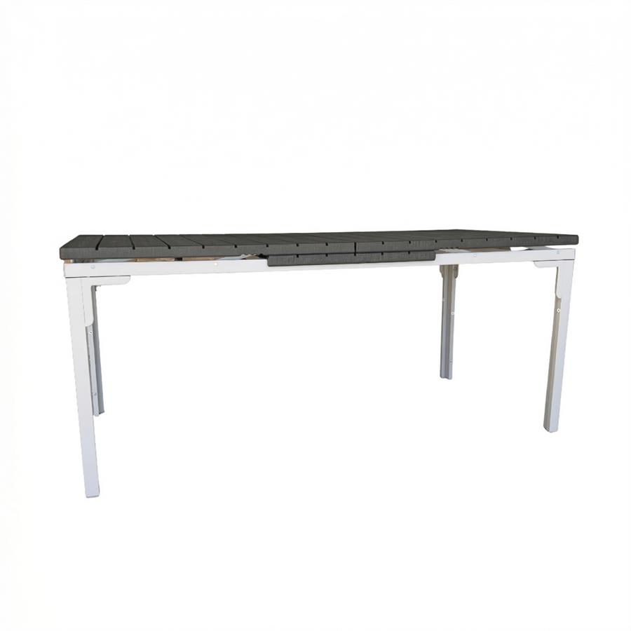 Tavolo estensibile in resina HDPE grigio con gambe bianche 180-240x89,5x76 cm - Andy