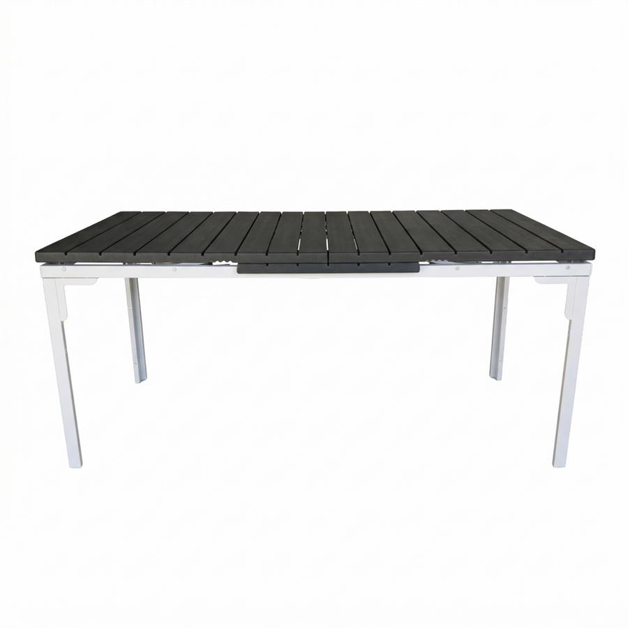 Tavolo estensibile in resina HDPE grigio con gambe bianche 180-240x89,5x76 cm - Andy