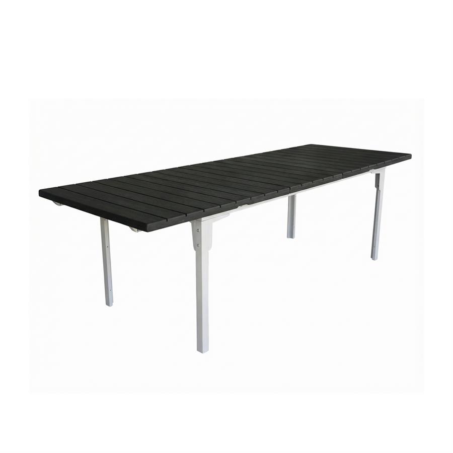 Tavolo estensibile in resina HDPE grigio con gambe bianche 180-240x89,5x76 cm - Andy