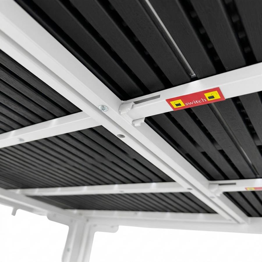 Tavolo estensibile in resina HDPE grigio con gambe bianche 180-240x89,5x76 cm - Andy