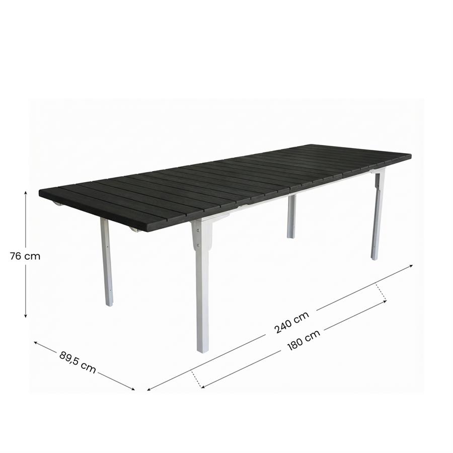Tavolo estensibile in resina HDPE grigio con gambe bianche 180-240x89,5x76 cm - Andy