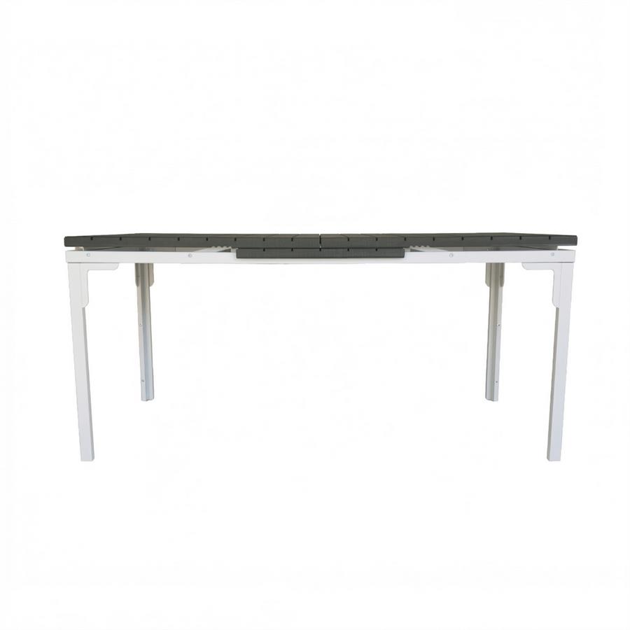Tavolo estensibile in resina HDPE grigio con gambe bianche 180-240x89,5x76 cm - Andy