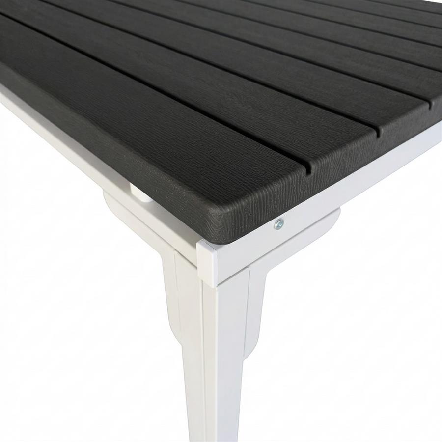 Tavolo estensibile in resina HDPE grigio con gambe bianche 180-240x89,5x76 cm - Andy