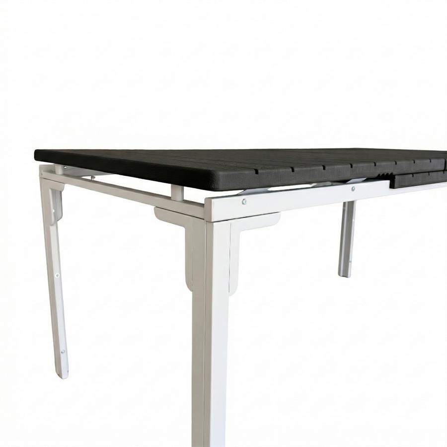 Tavolo estensibile in resina HDPE grigio con gambe bianche 180-240x89,5x76 cm - Andy