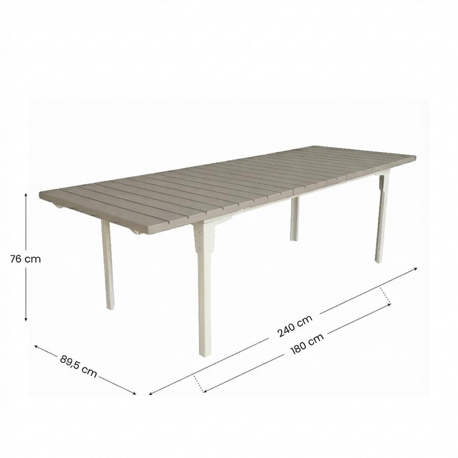 Tavolo in resina HDPE tortora 180-240x89,5x76 cm con gambe tortora - Andy