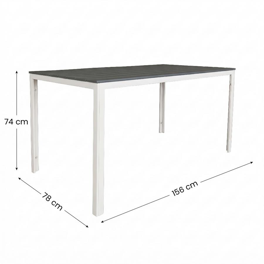 Tavolo da giardino in resina grigio e gambe bianche 156x78x74 cm- Andy