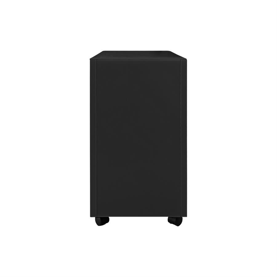 Cassettiera ufficio in acciaio nero con 3 cassetti e ruote 30x50x54 cm con serratura - Riley