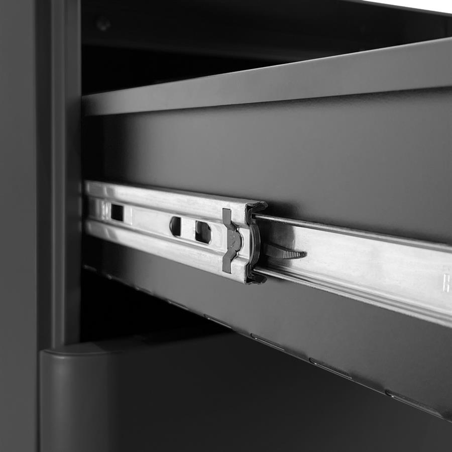 Cassettiera ufficio in acciaio nero con 3 cassetti e ruote 30x50x54 cm con serratura - Riley