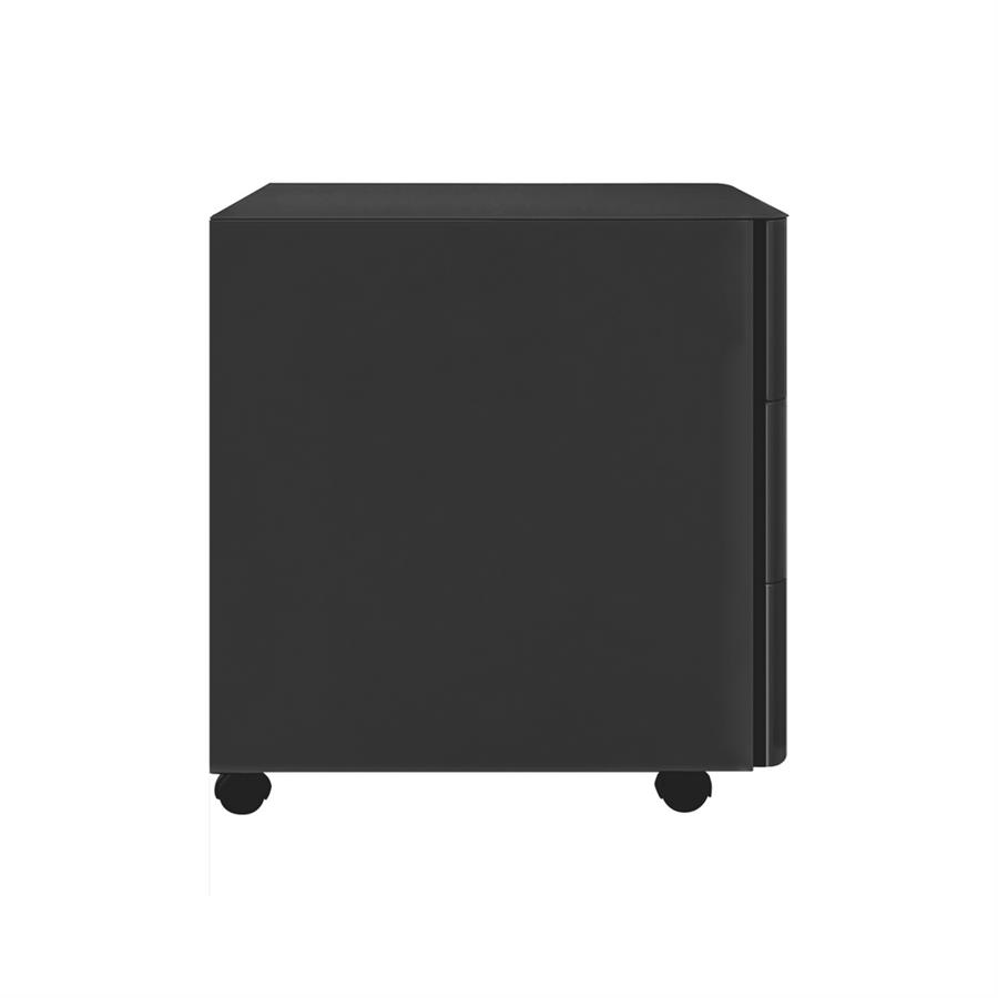 Cassettiera ufficio in acciaio nero con 3 cassetti e ruote 30x50x54 cm con serratura - Riley